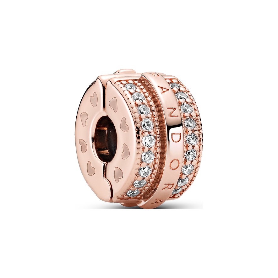  Pandora Charm Signature Funkelnde Pavé-Reihen & Logo Clip